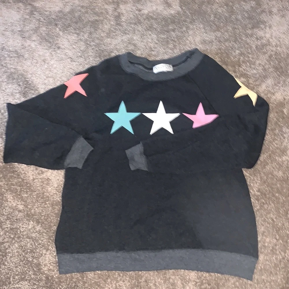 Wildfox Crew Neck Cotton Star Sweatshirt